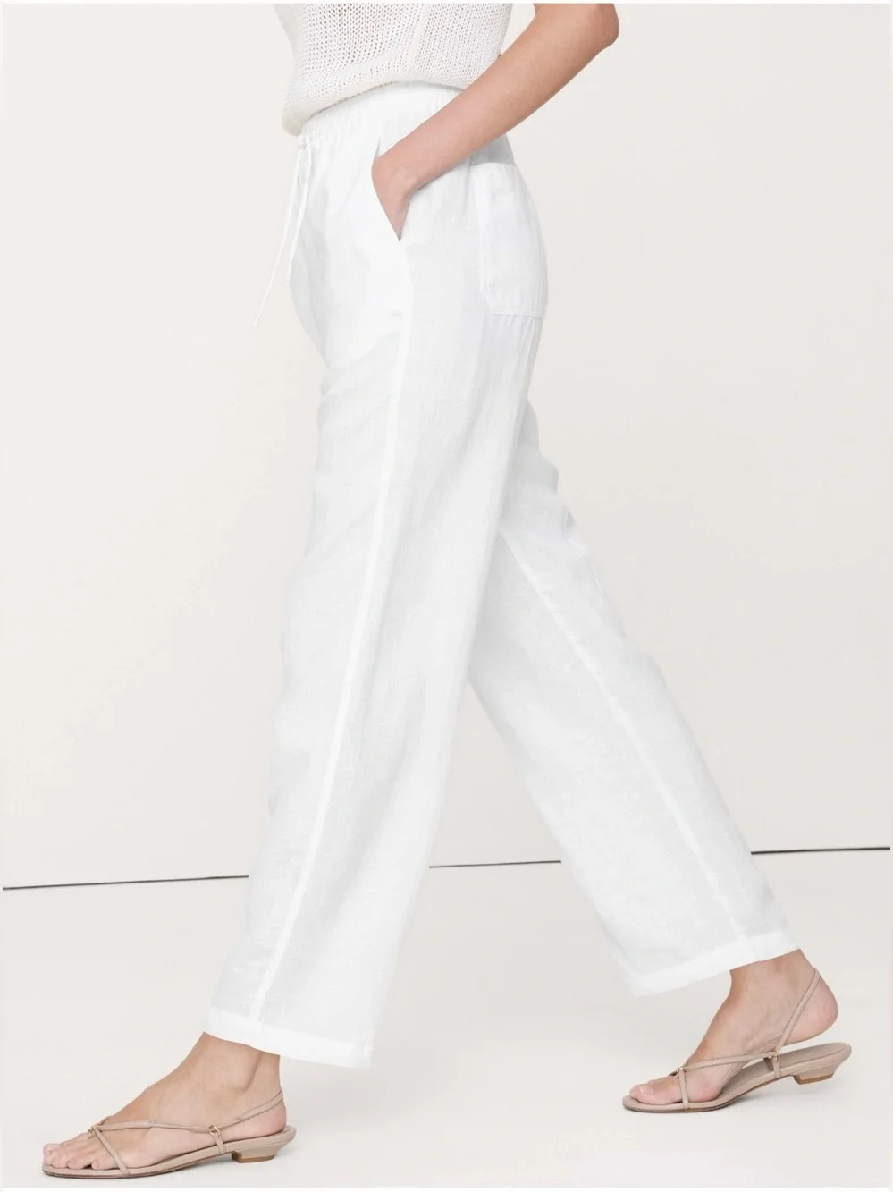 NWT-Banana Republic Getaway Straight Leg Pull On Linen Pant, Medium